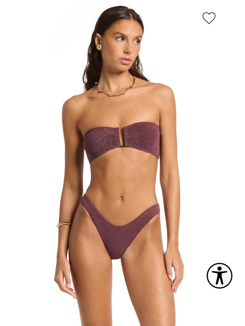 NWT BOND-EYE Blake Bandeau Bikini set in AMARENA LUREX one size